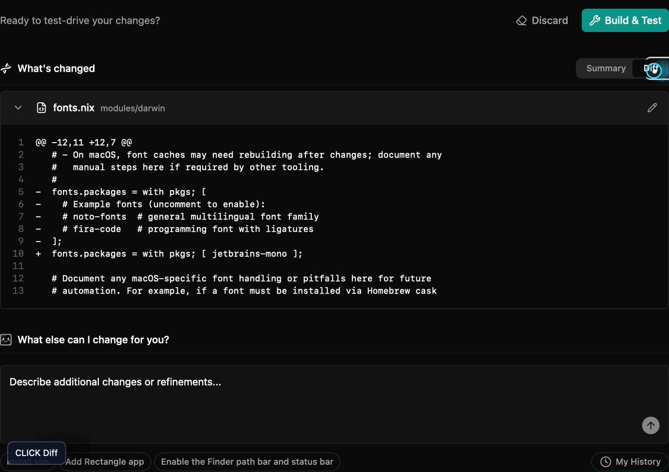 Selected at 5.1s, label "after-click-Diff"; stable visual state.